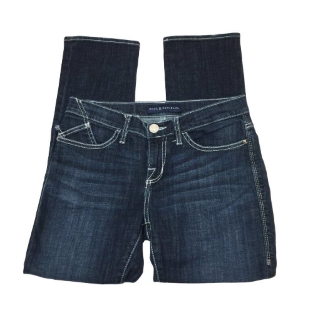 Rock & Republic Kendall Dark Wash Stretch Slim Fit Bootcut Jeans 6 - Picture 1 of 7